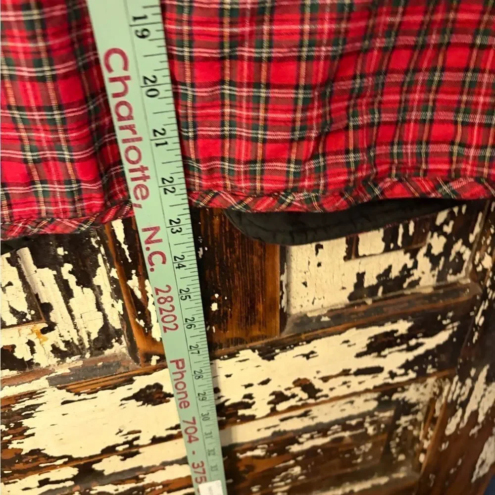 Festive Christmas Vest with Embroidered Letters w plaid inside. Vintage size L